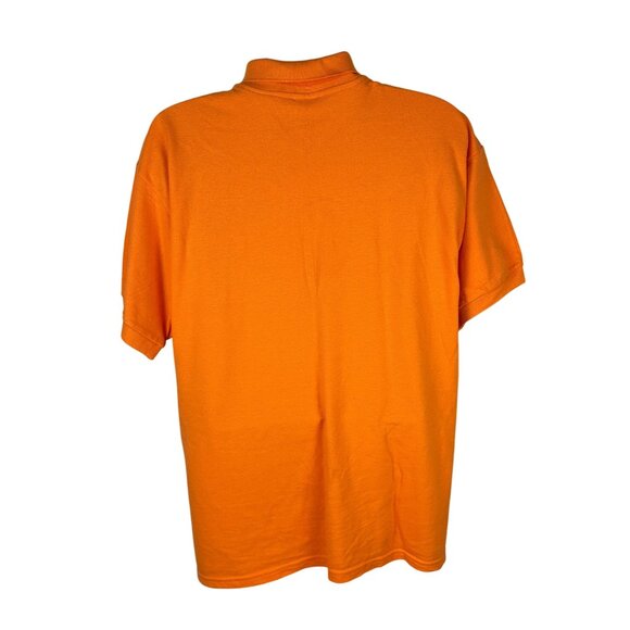 Gildan Ultra Cotton Orange Polo Shirt L Schnucks Logo 100% Cotton - Picture 7 of 7